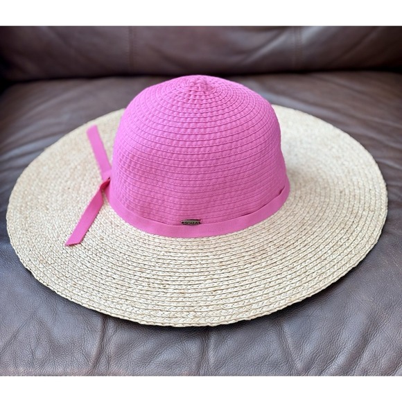 Handmade Accessories - Scala Women's Handmade Woven Pink And Natural Sun Floppy Hat